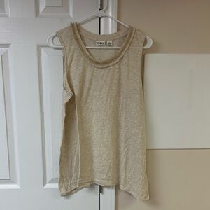 Cato Oatmeal Sleeveless Tank Top Collar Embellishments